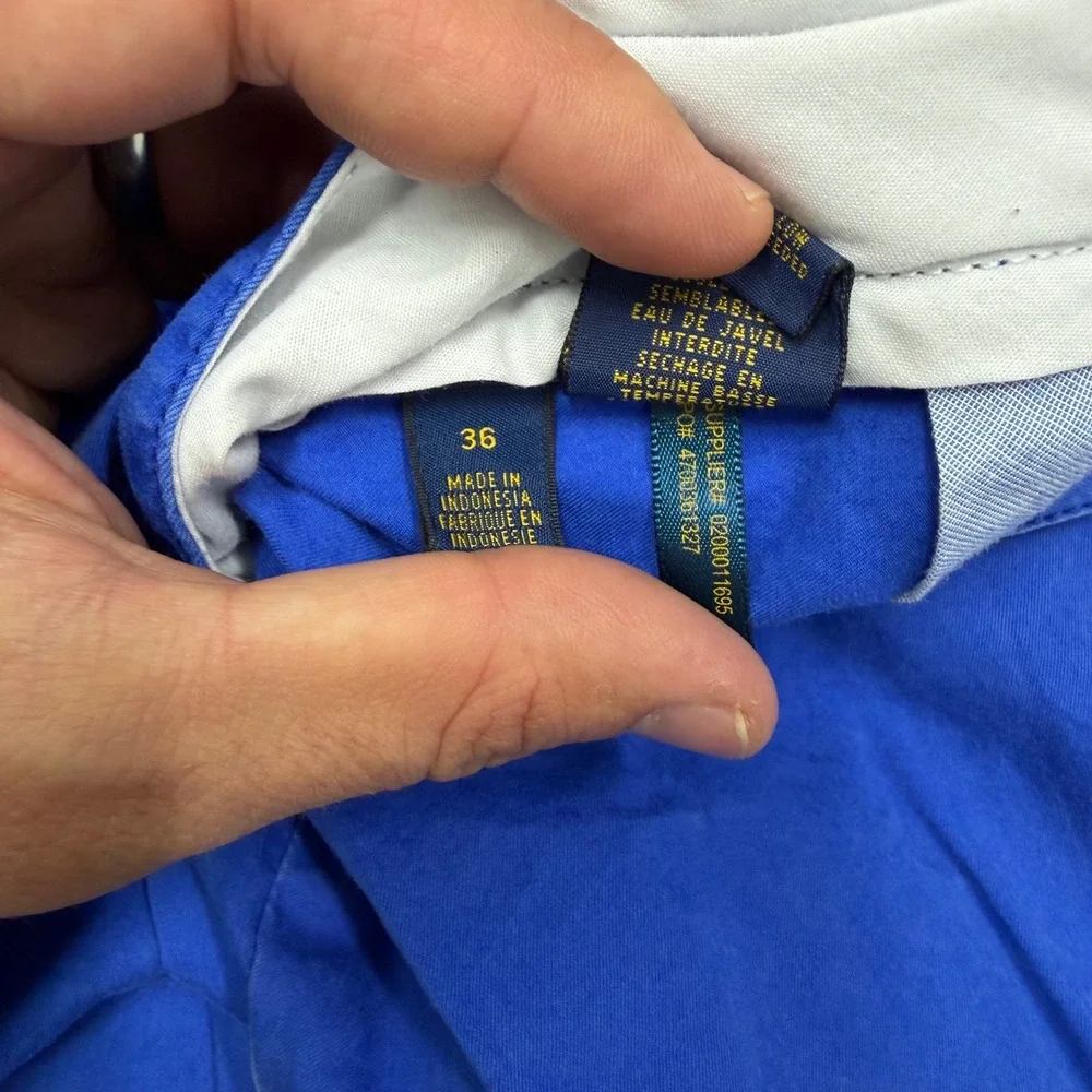 Polo Ralph Lauren Classic Fit Shorts Mens 36 Blue Solid Cotton Chino Twill